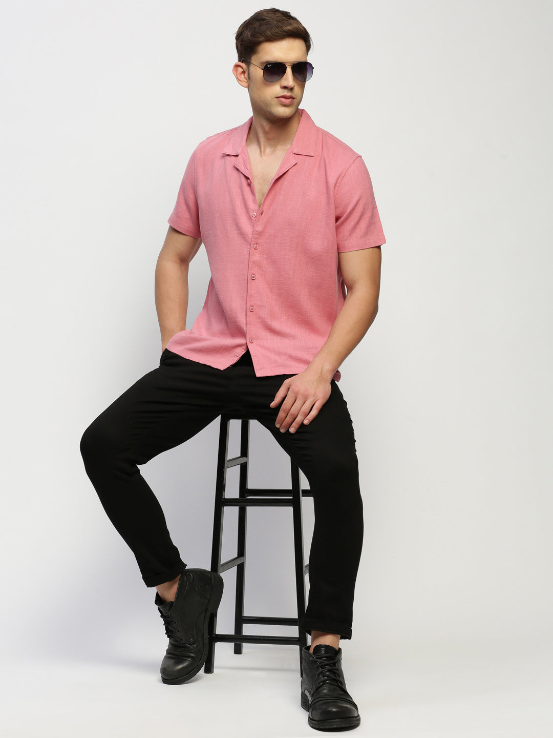 Men Peach Solid Shirt