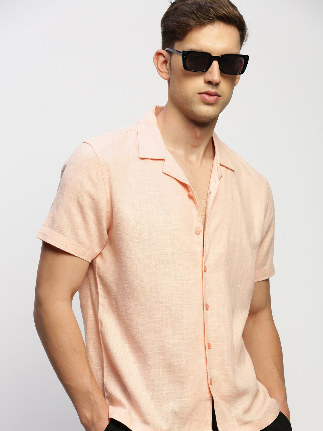 Men Peach Solid Shirt