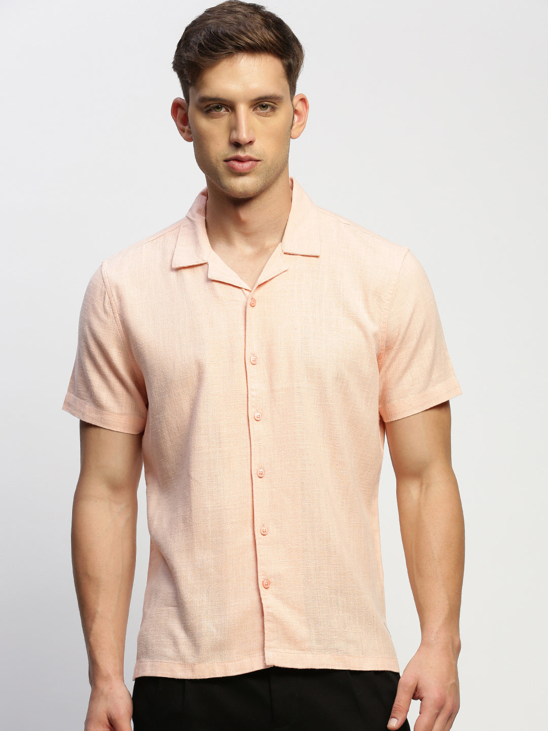 Men Peach Solid Shirt