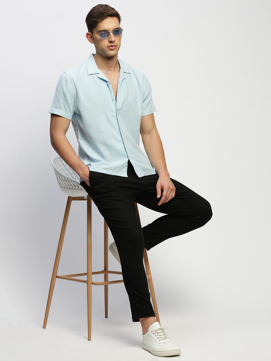 Men Blue Solid Shirt