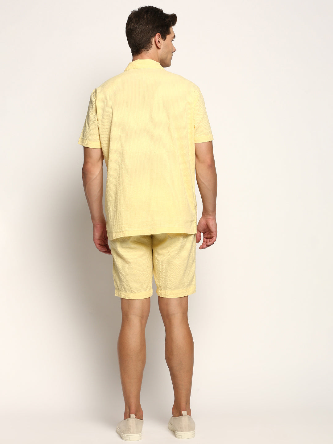 Men Yellow Solid Co ordSet