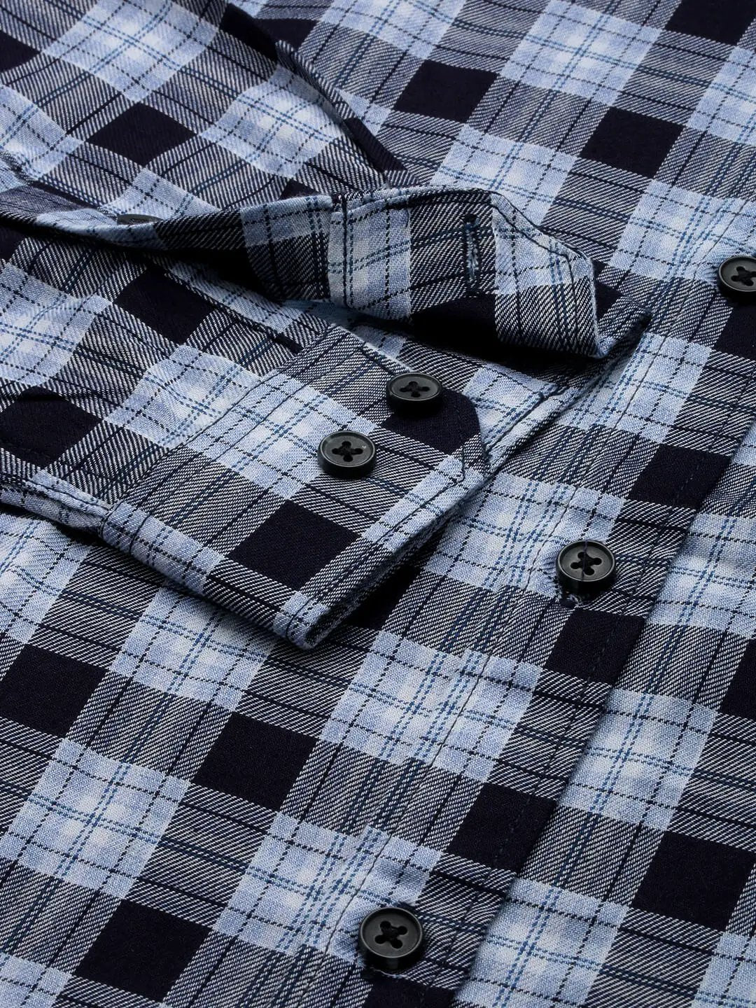 Men's Blue Checked Casual Shirt