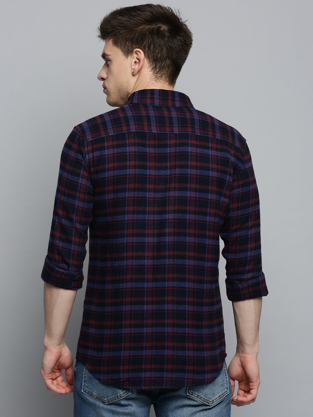 Men's Navy Checked Casual Shirt