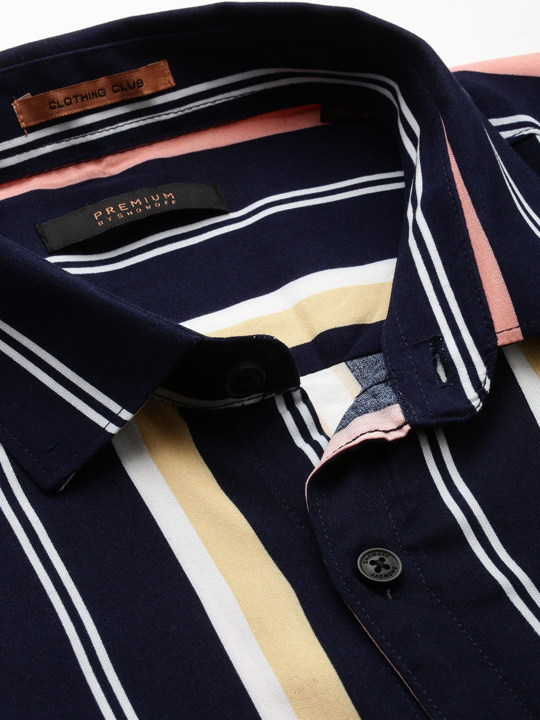 Men Navy Striped Casual Shirt