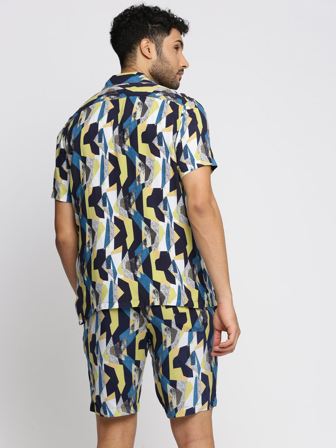 Men Multi Cuban Collar Printed Over Sized Co-ords Set