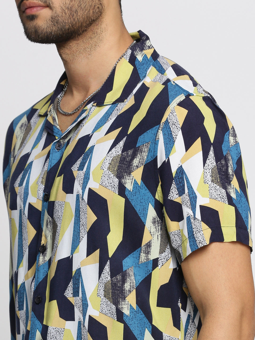 Men Multi Cuban Collar Printed Over Sized Co-ords Set