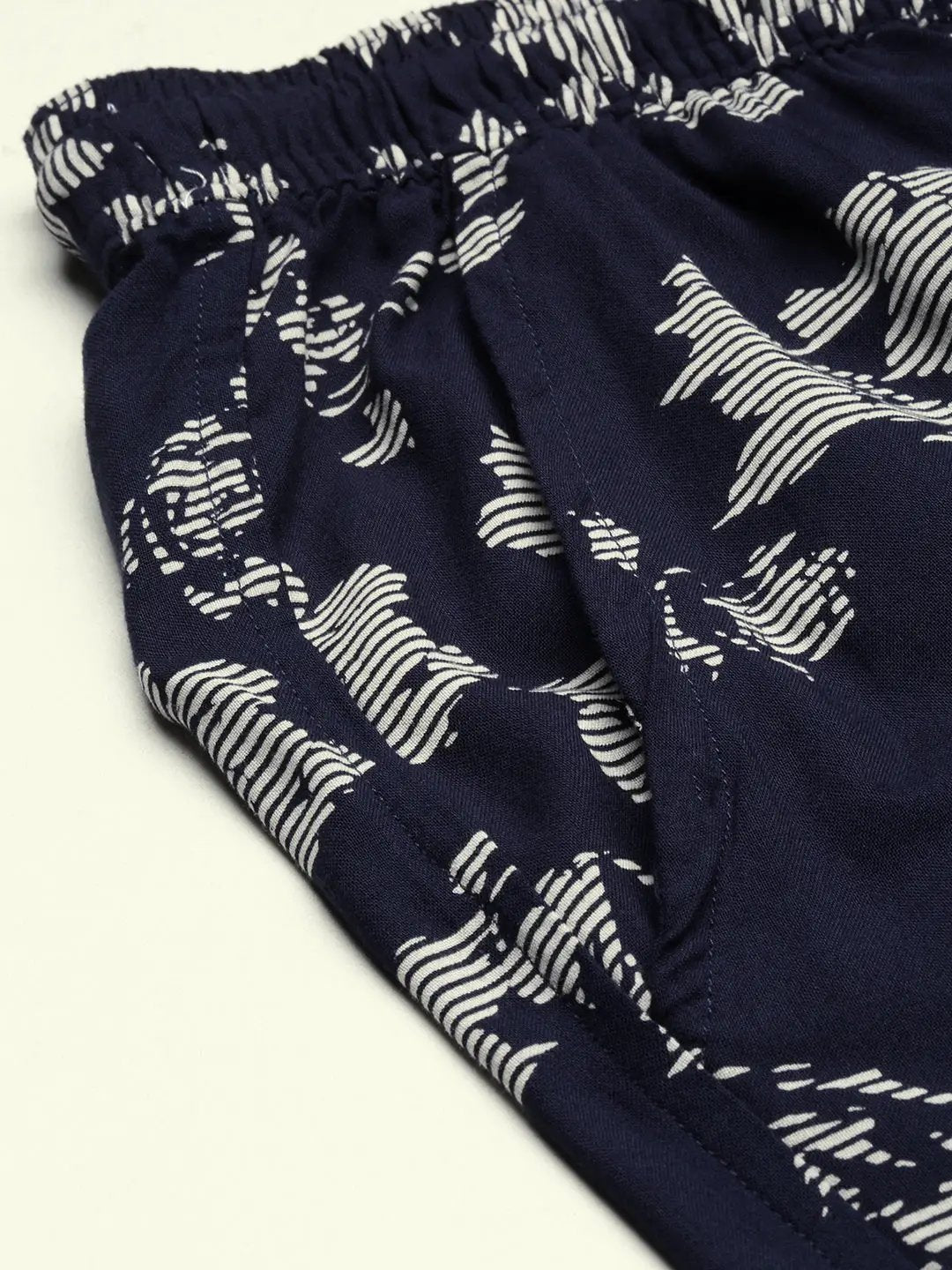 Men's Navy Blue Cuban Collar Printed Over Sized Co-ords Set