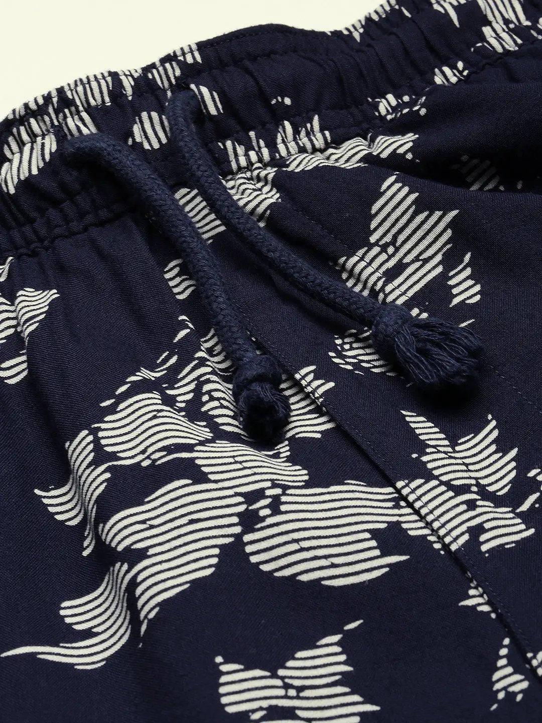 Men's Navy Blue Cuban Collar Printed Over Sized Co-ords Set