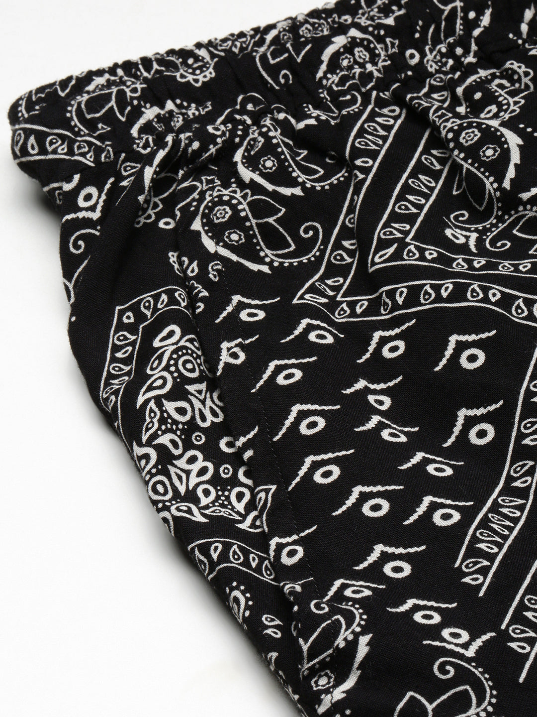 Men's Black Cuban Collar Printed Over Sized Co-ords Set