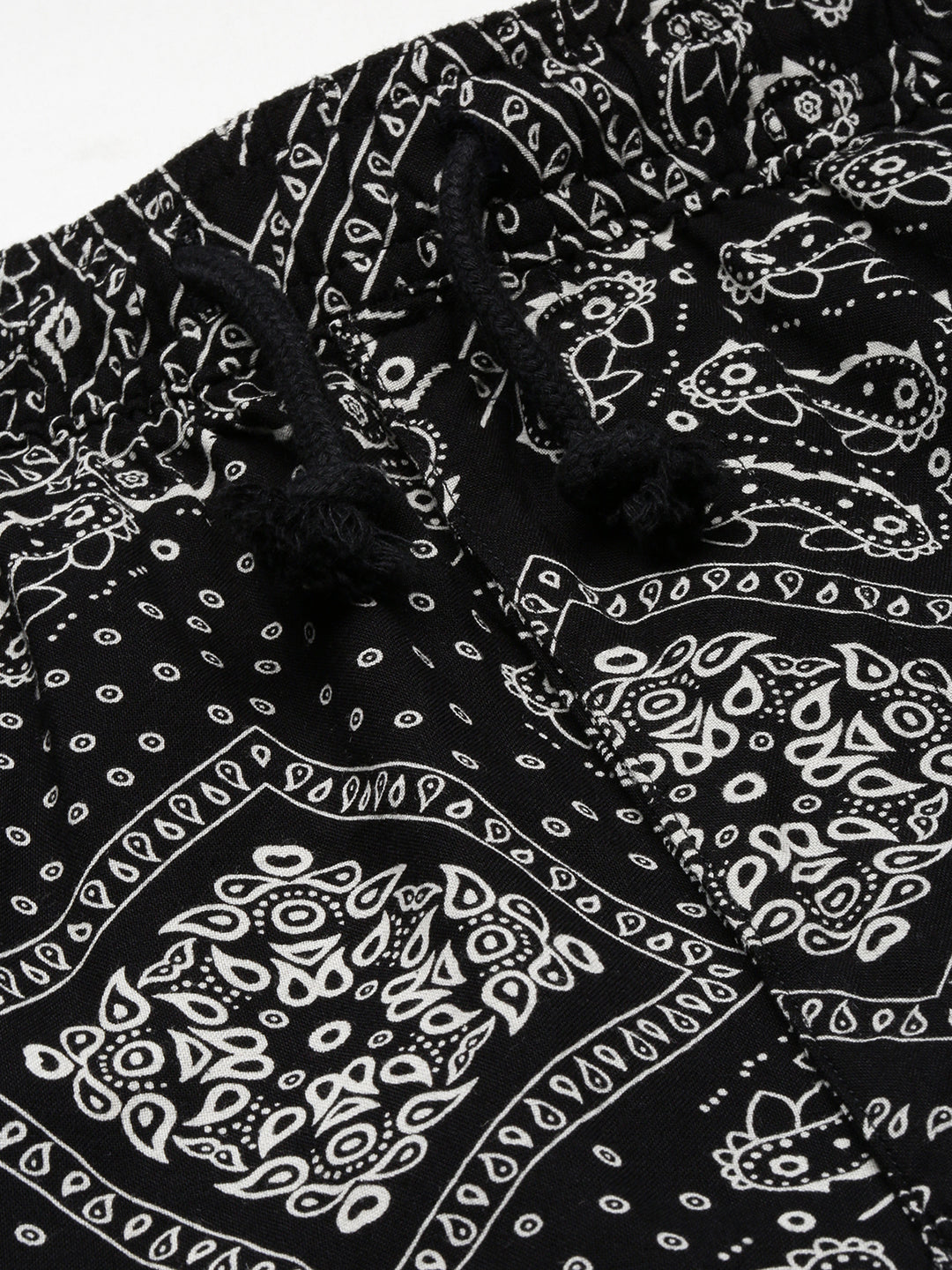 Men's Black Cuban Collar Printed Over Sized Co-ords Set