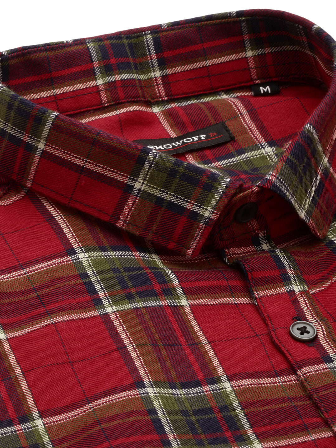 Men's Red Comfort Tartan Checked Cotton Casual Shirt