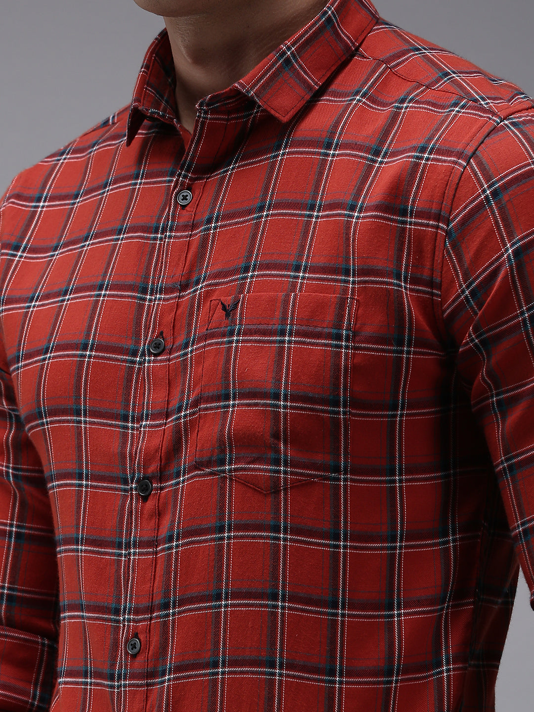 Men Red Checked Casual Shirt