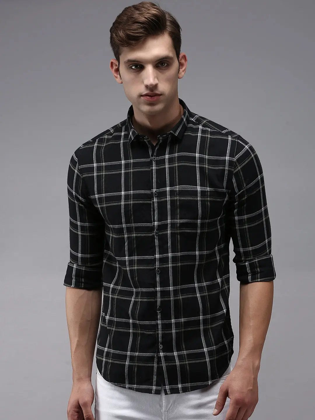 Men's Black Checked Casual Shirt