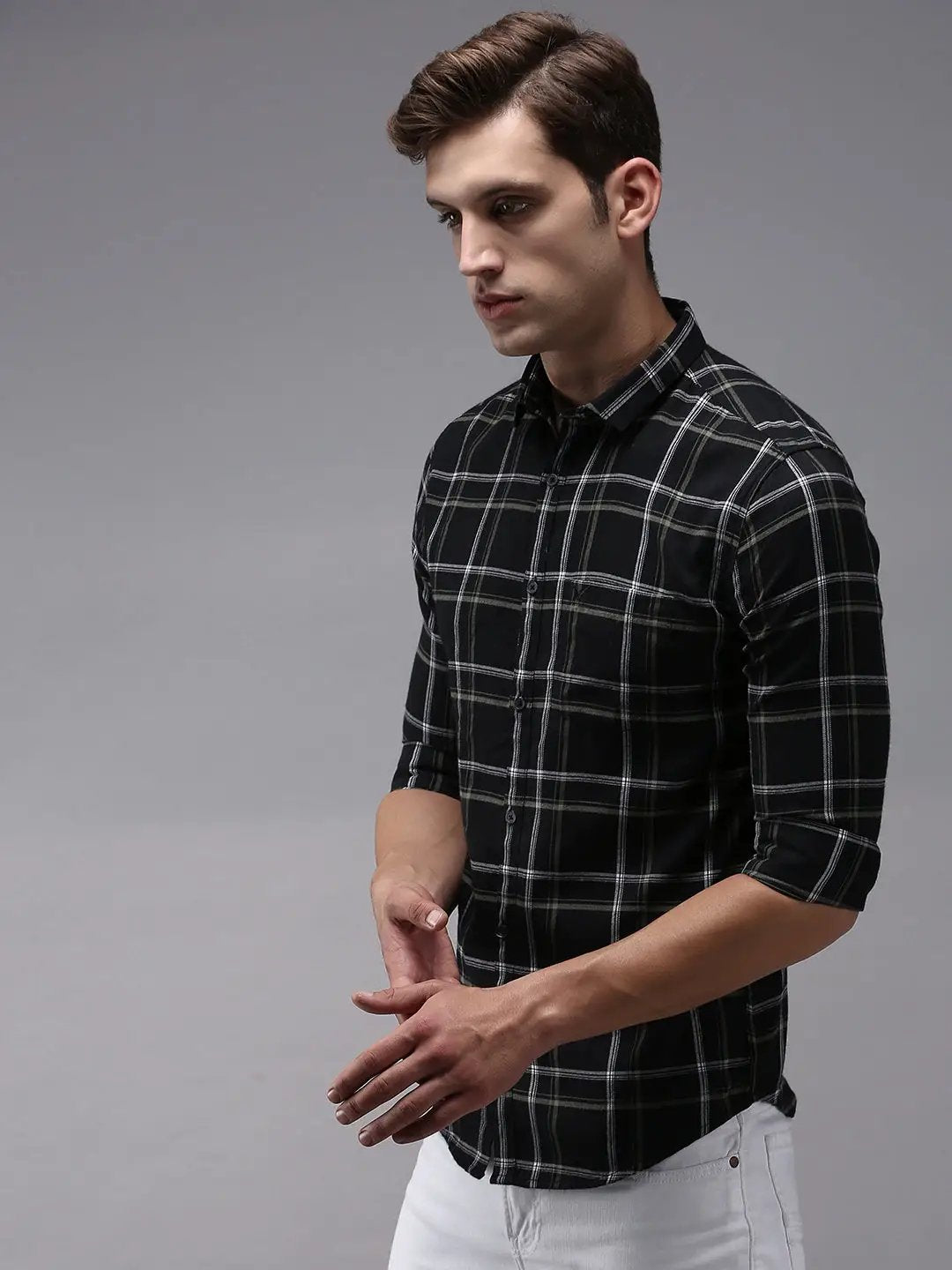 Men's Black Checked Casual Shirt