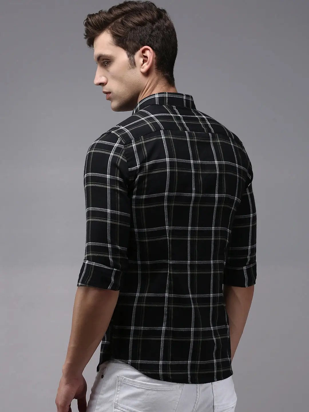 Men's Black Checked Casual Shirt