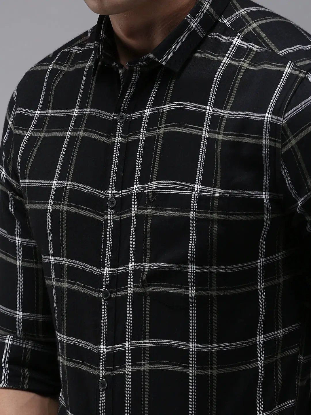 Men's Black Checked Casual Shirt