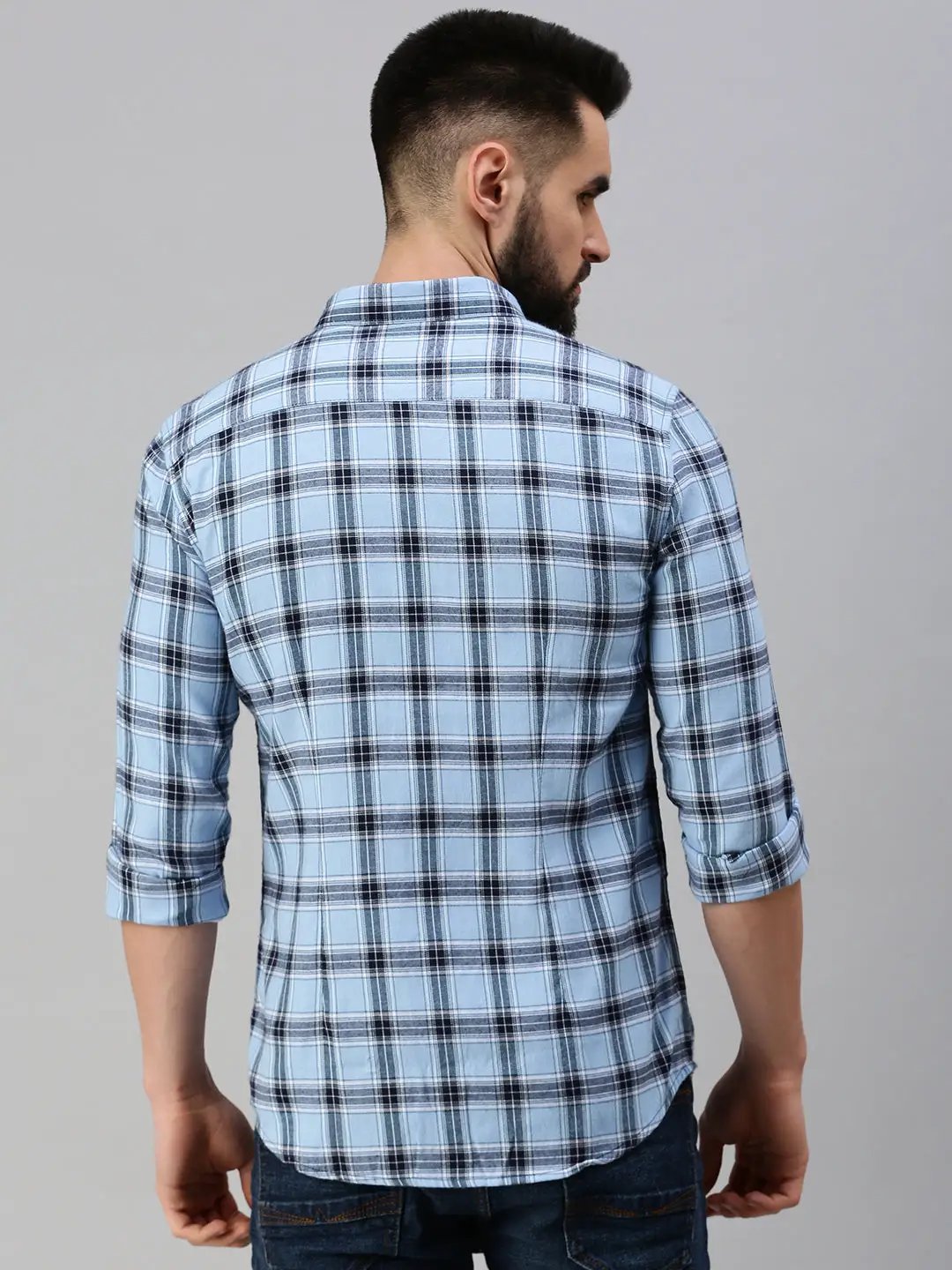 Men's Blue Checked Casual Shirt