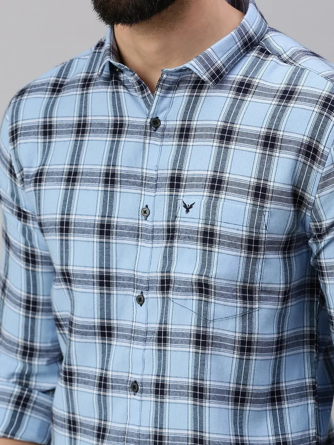 Men's Blue Checked Casual Shirt