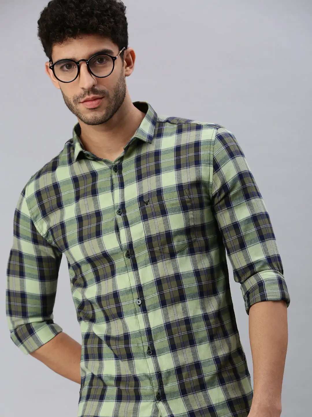 Men's Green Checked Casual Shirt