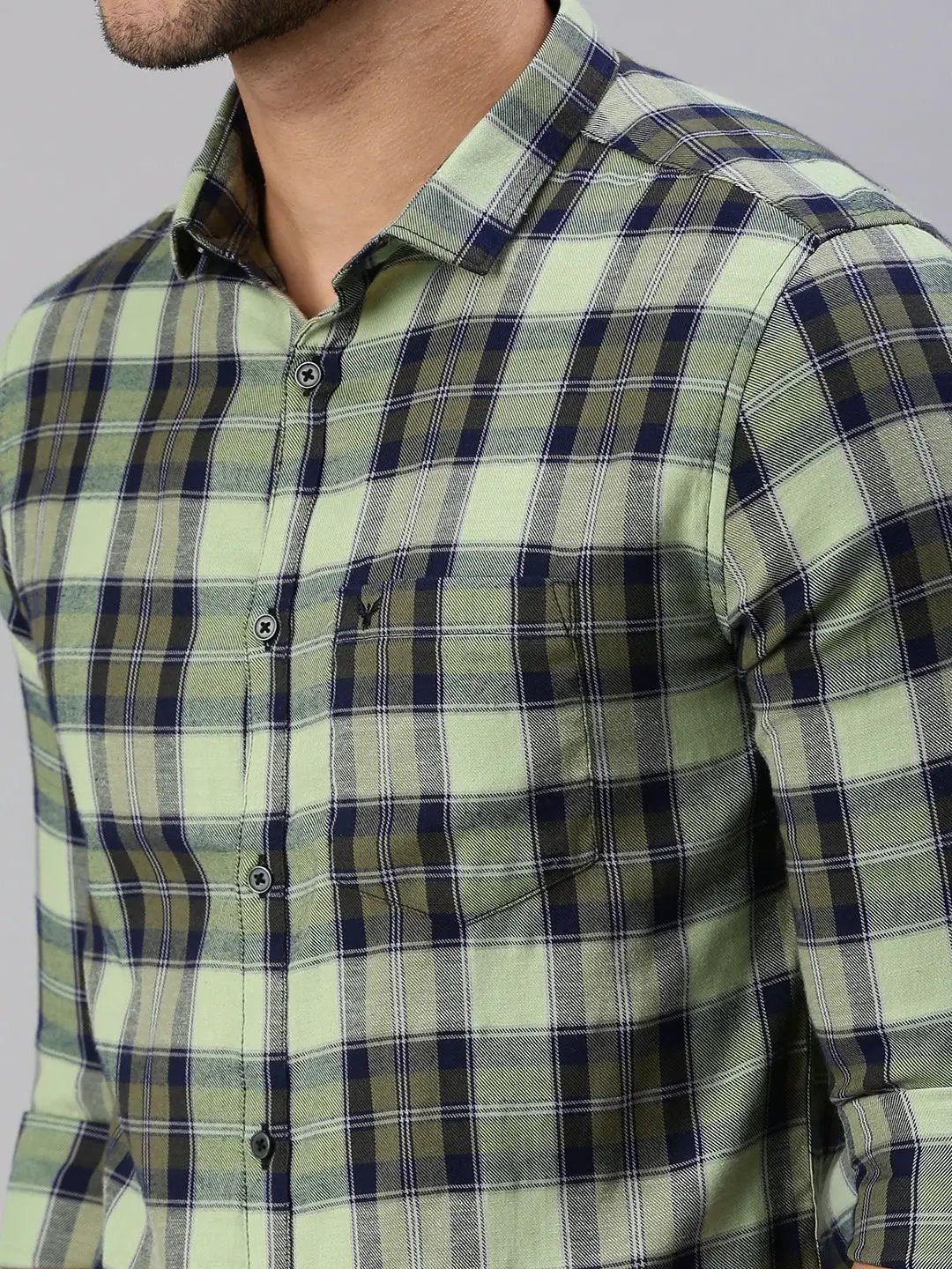 Men's Green Checked Casual Shirt