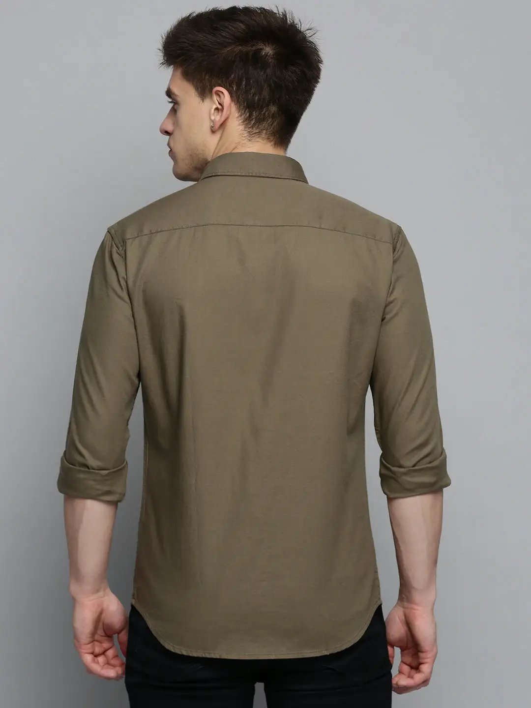 Men's Green Solid Casual Shirt