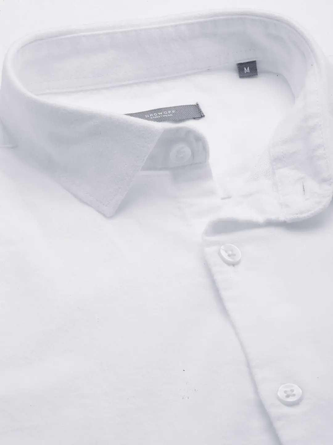 Men's White Solid Casual Shirt