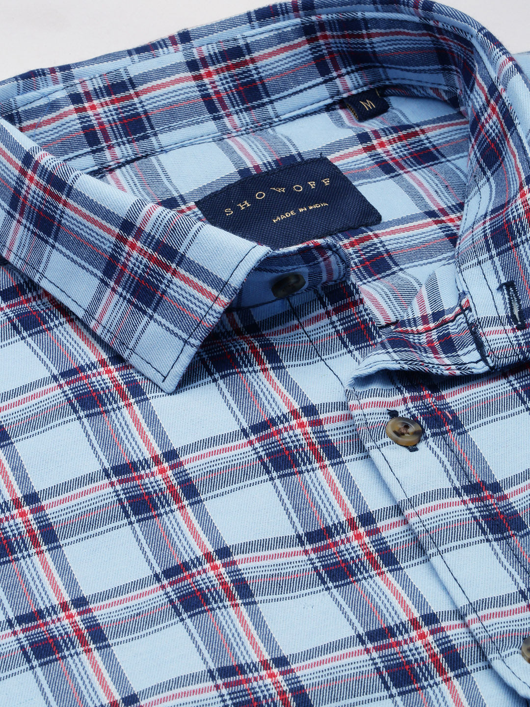 Men Blue Checked Casual Shirt