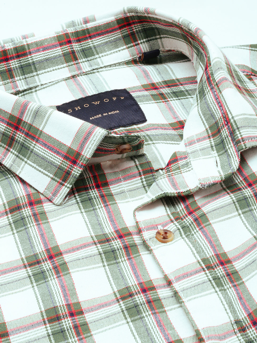 Men White Checked Casual Shirt