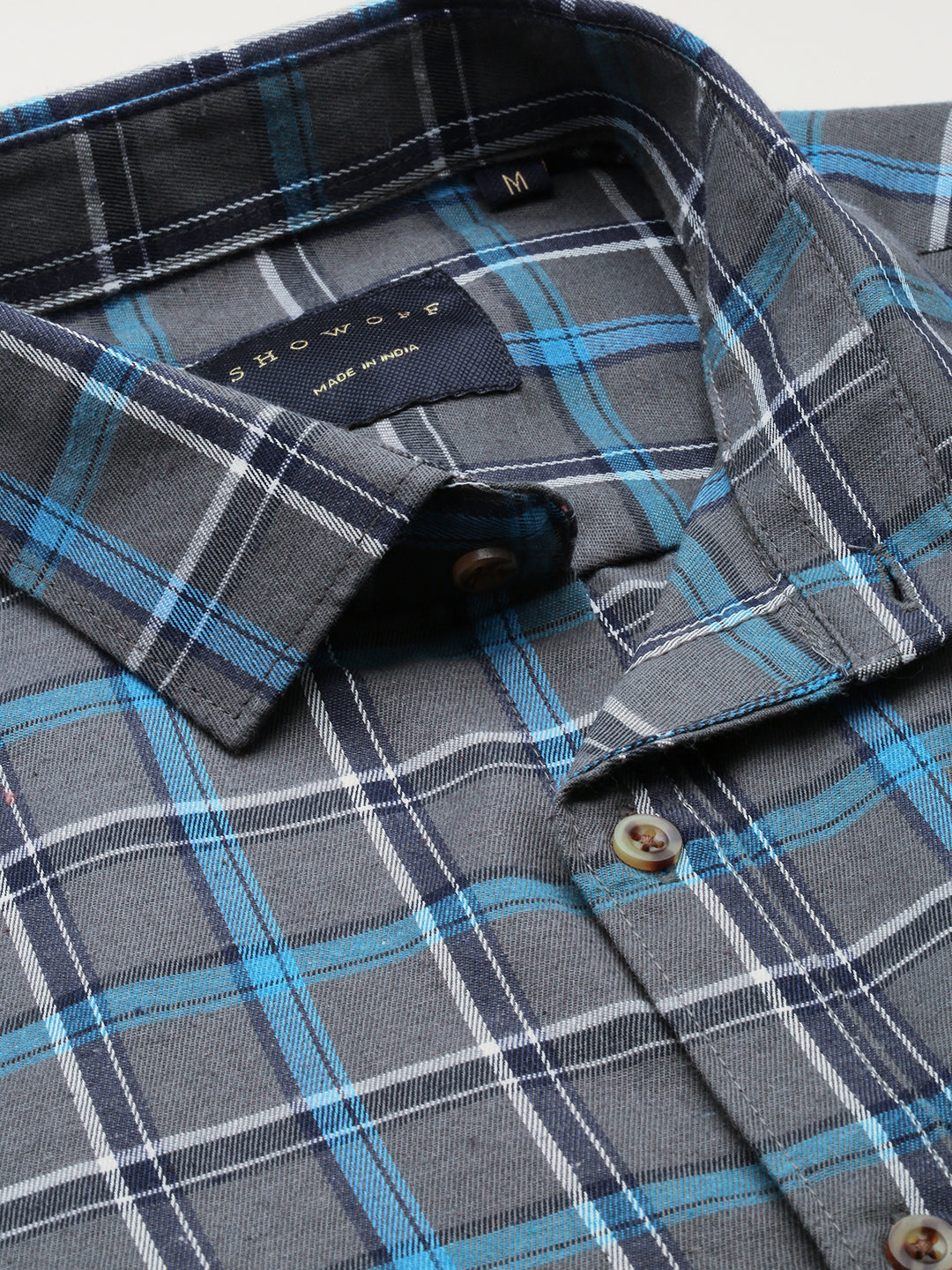 Men Grey Checked Casual Shirt