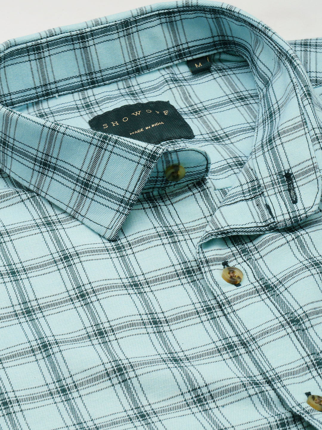 Men Green Checked Casual Shirt