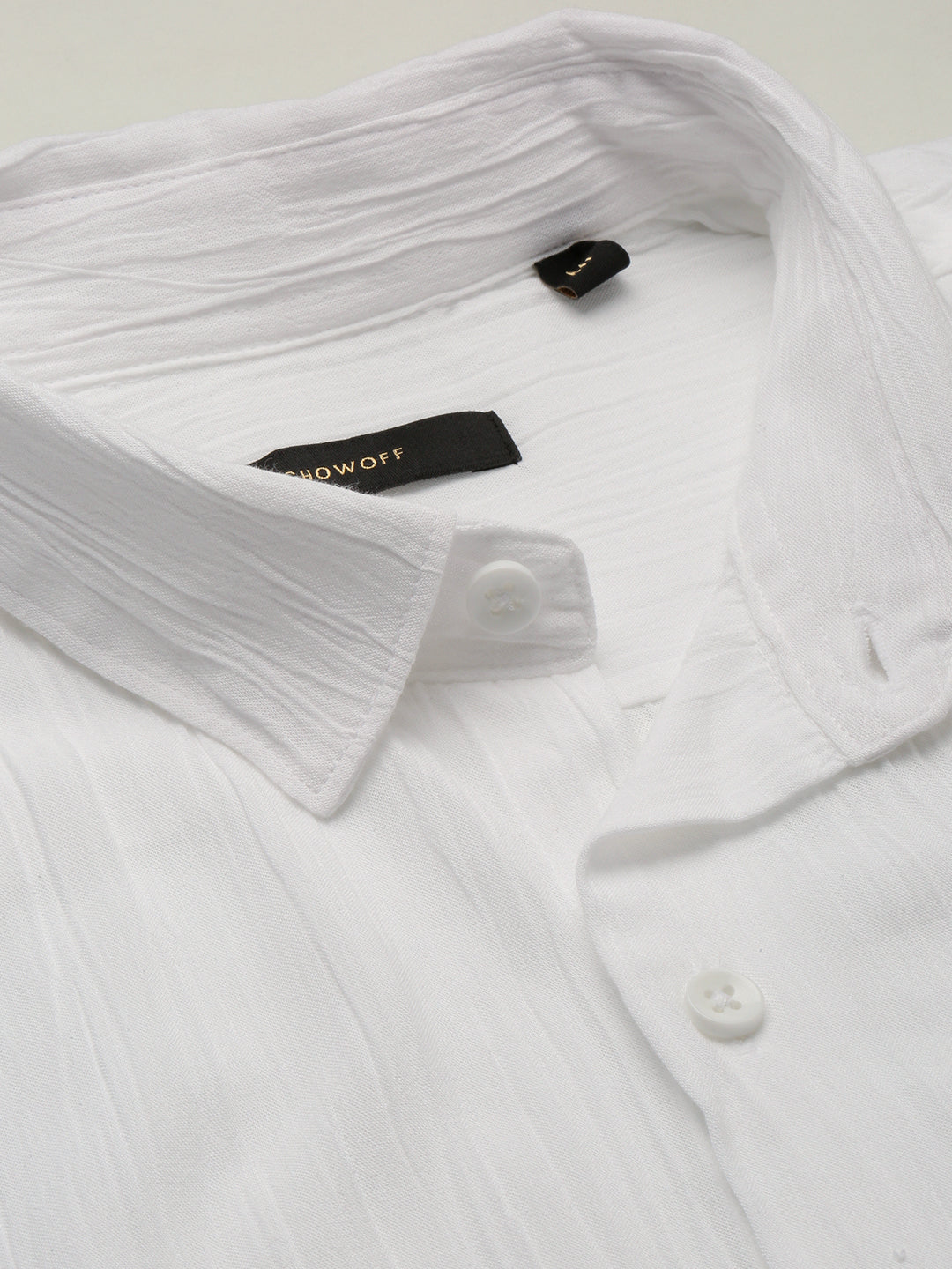 Men White Spread Collar Solid Shirt