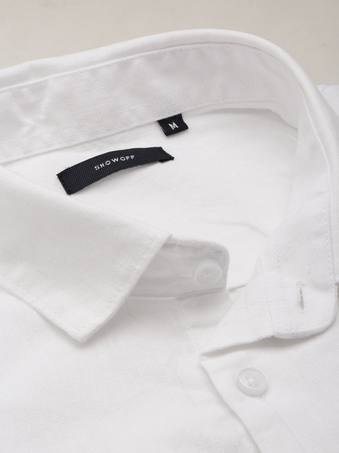 Men White Solid Casual Shirt