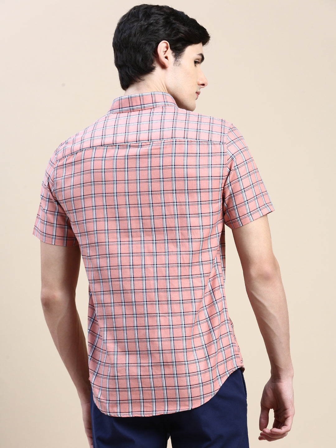 Men Pink Checked Casual Shirt