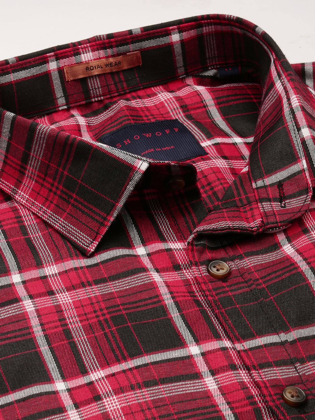 Men Red Checked Casual Shirt