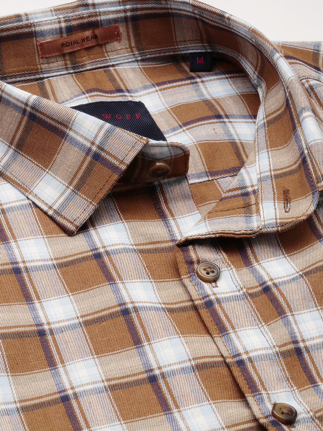 Men Khaki Checked Casual Shirt