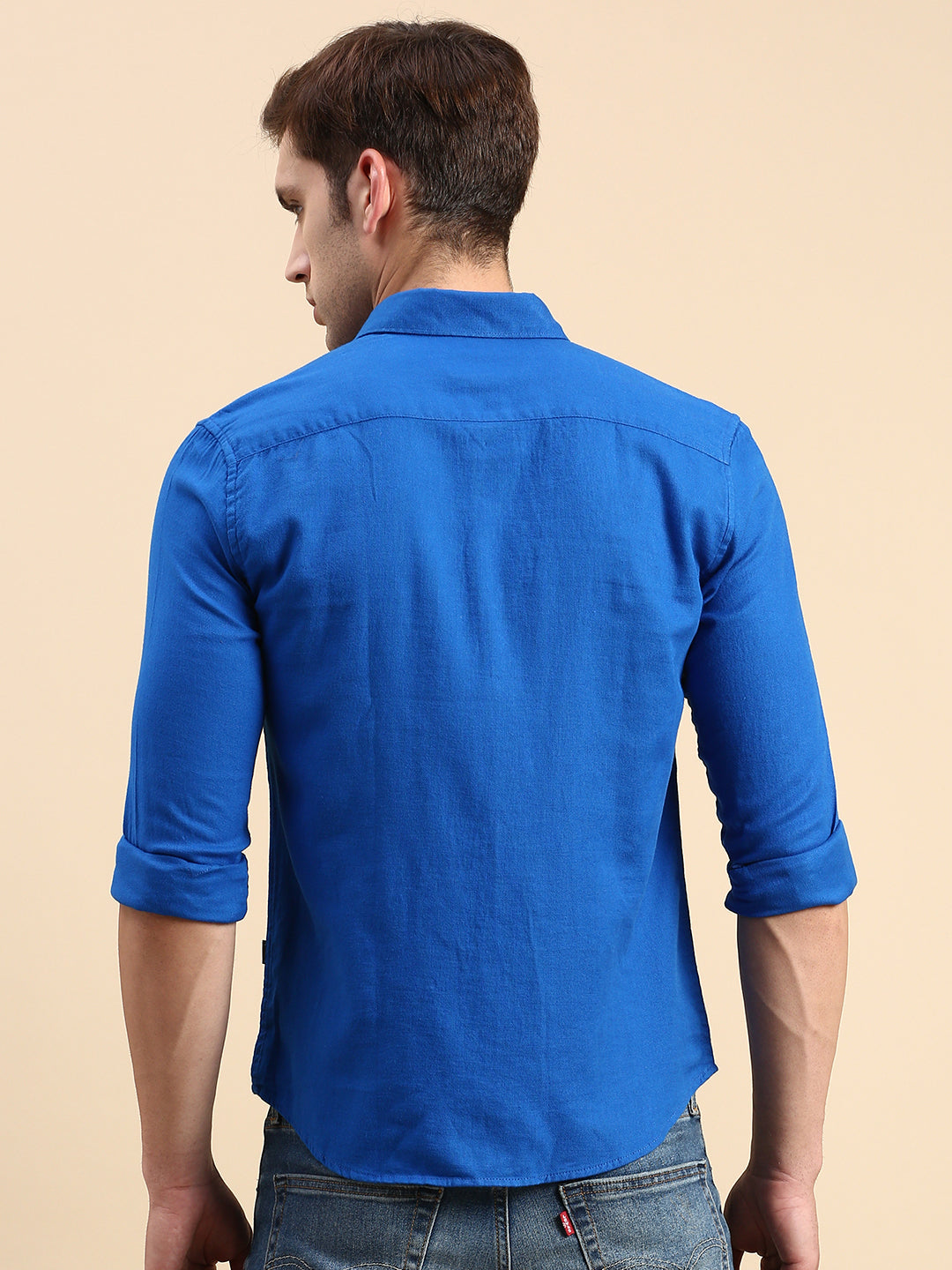 Men Blue Solid Casual Shirt