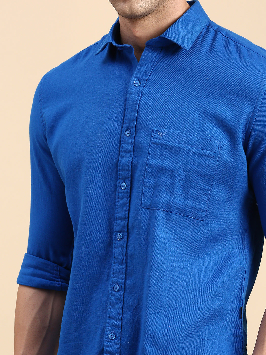 Men Blue Solid Casual Shirt