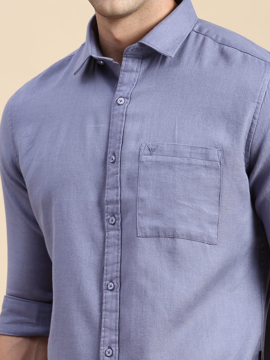 Men Blue Solid Casual Shirt