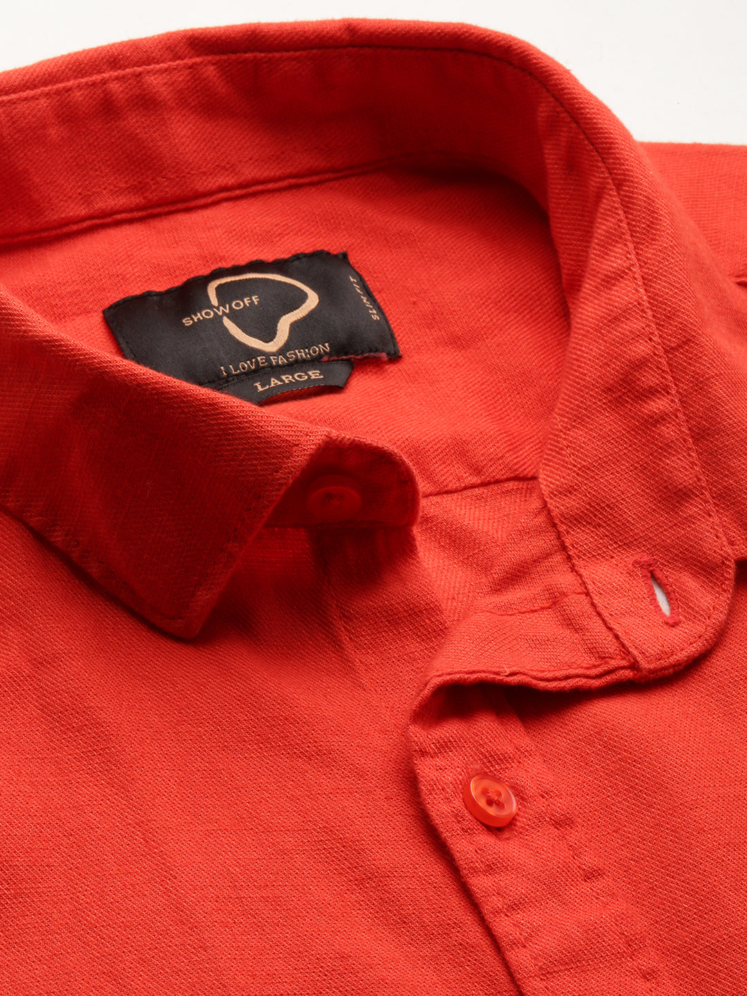 Men Orange Solid Casual Shirt