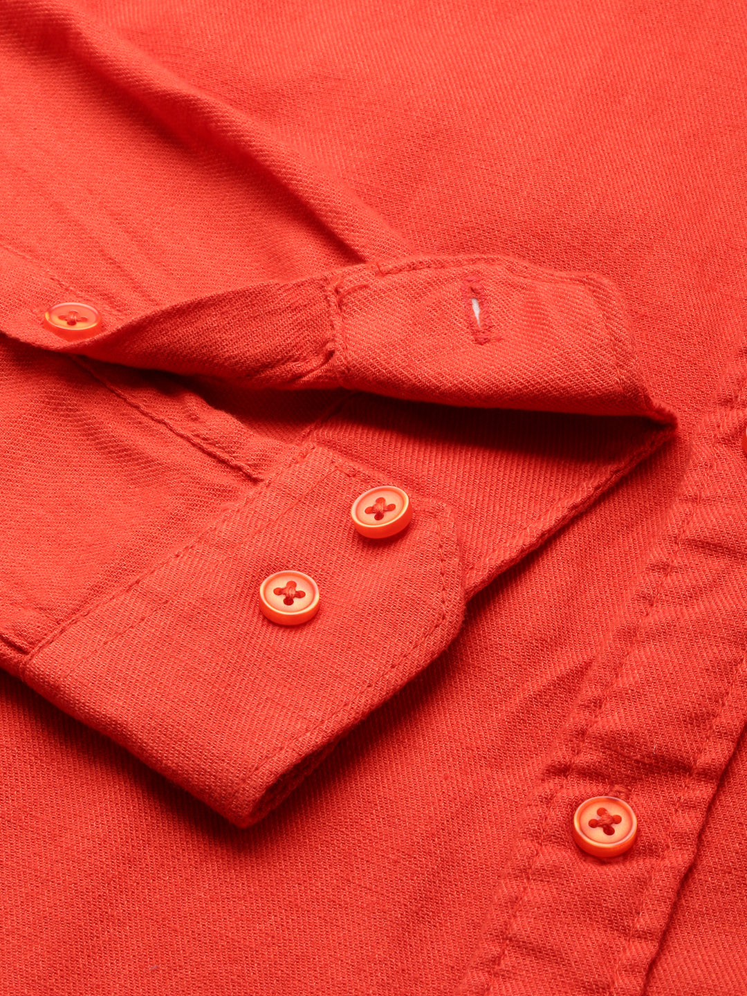 Men Orange Solid Casual Shirt