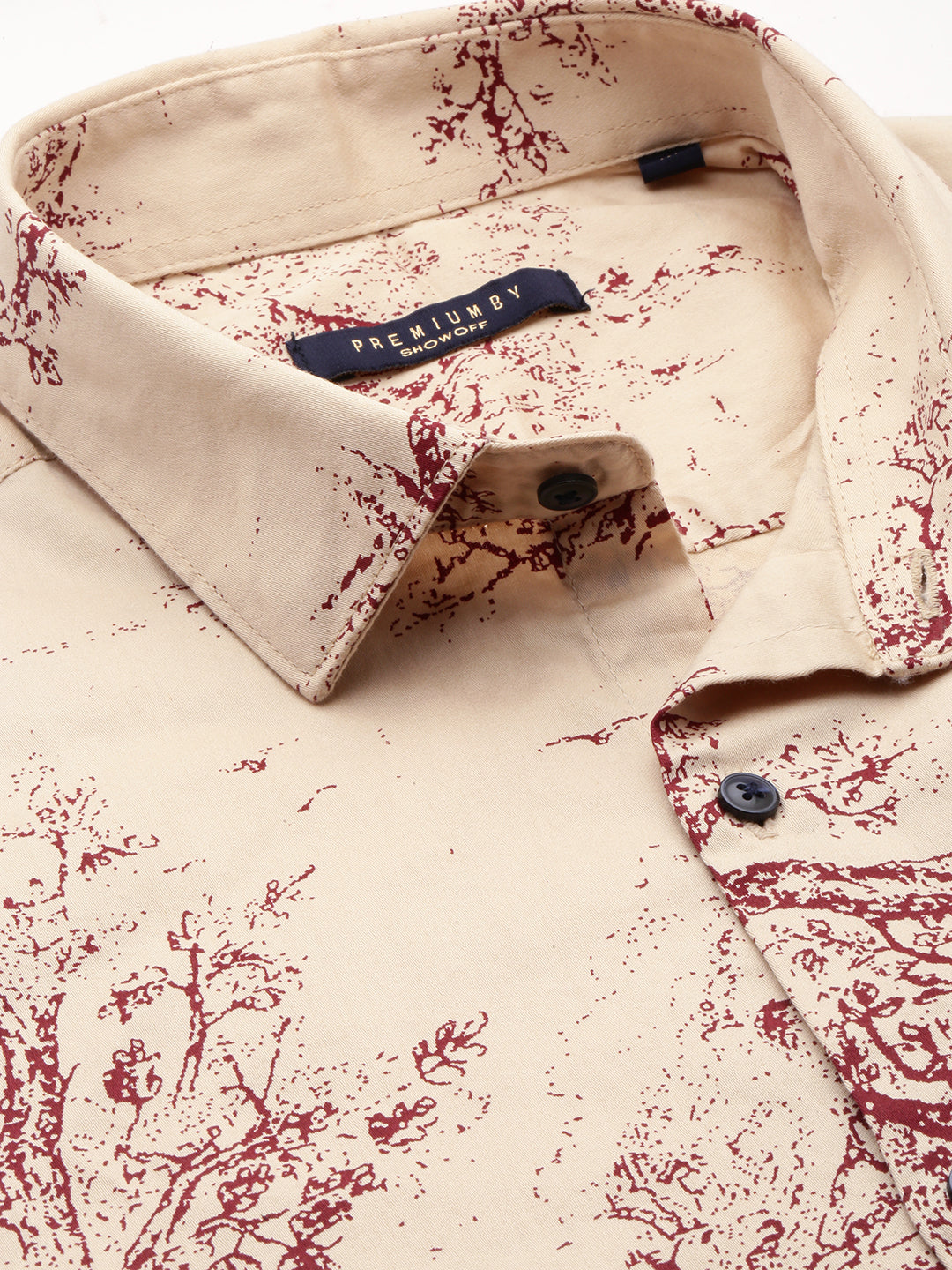 Men's Cream Printed Casual Shirt