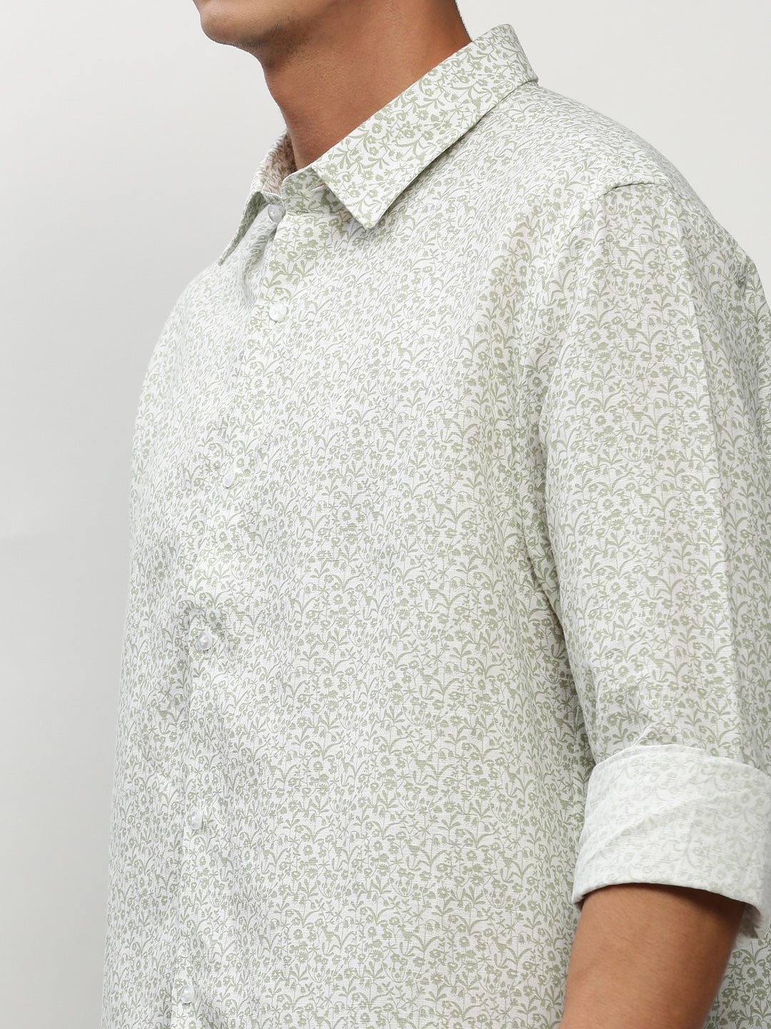 Men White Floral Casual Casual Shirts