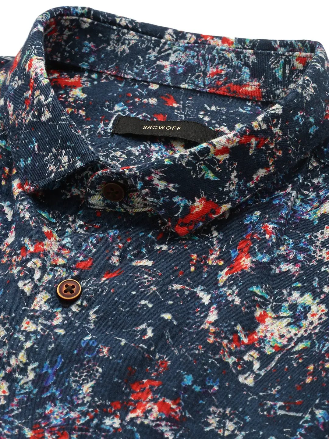 Men's Blue Printed Casual Shirt