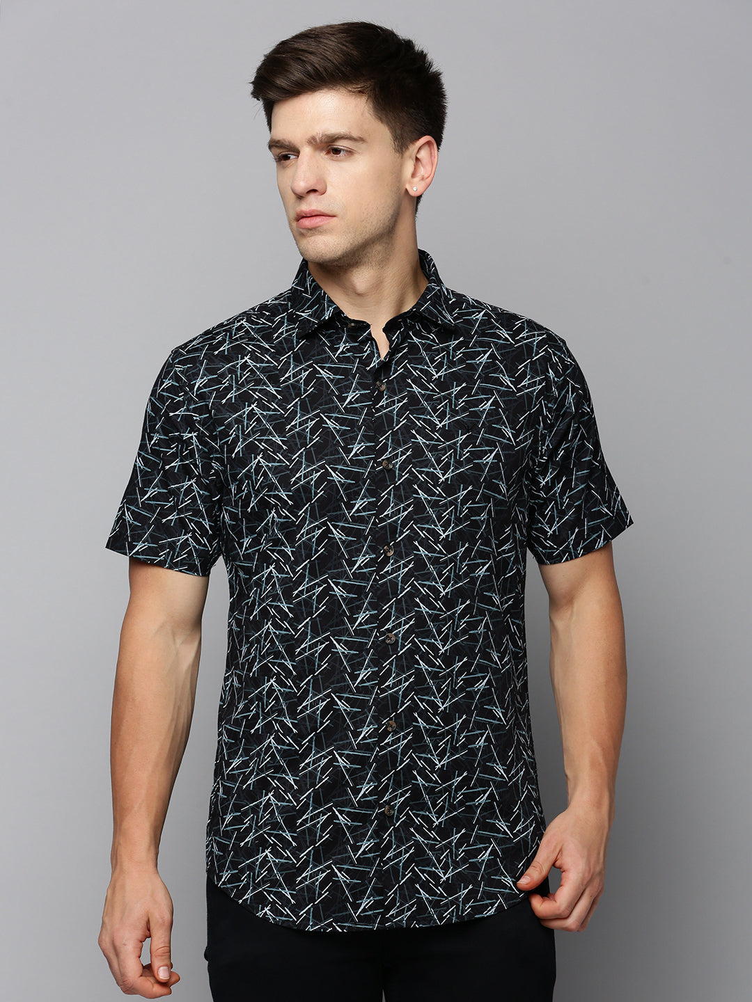 Men Black Printed Casual Shirt