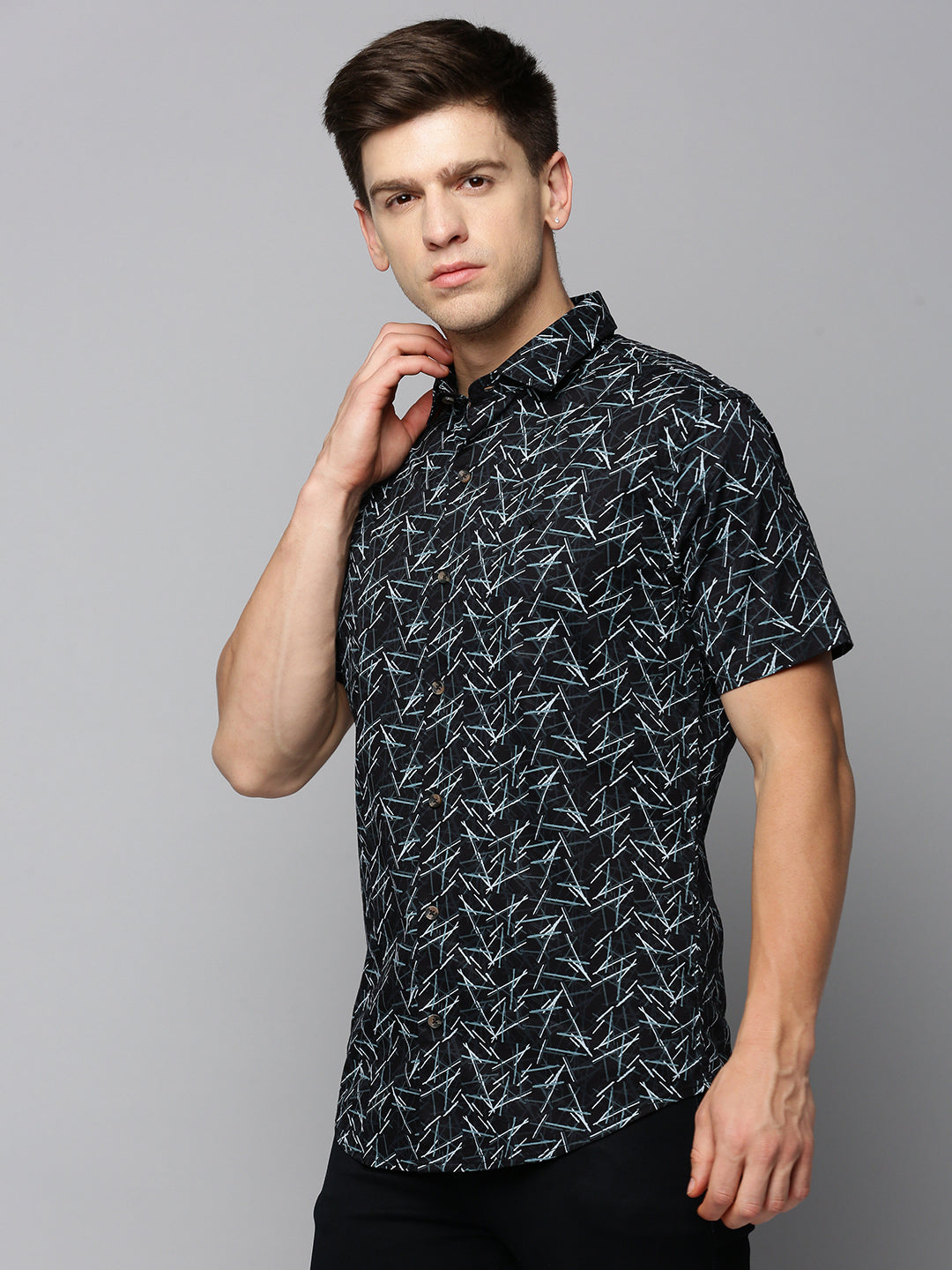 Men Black Printed Casual Shirt