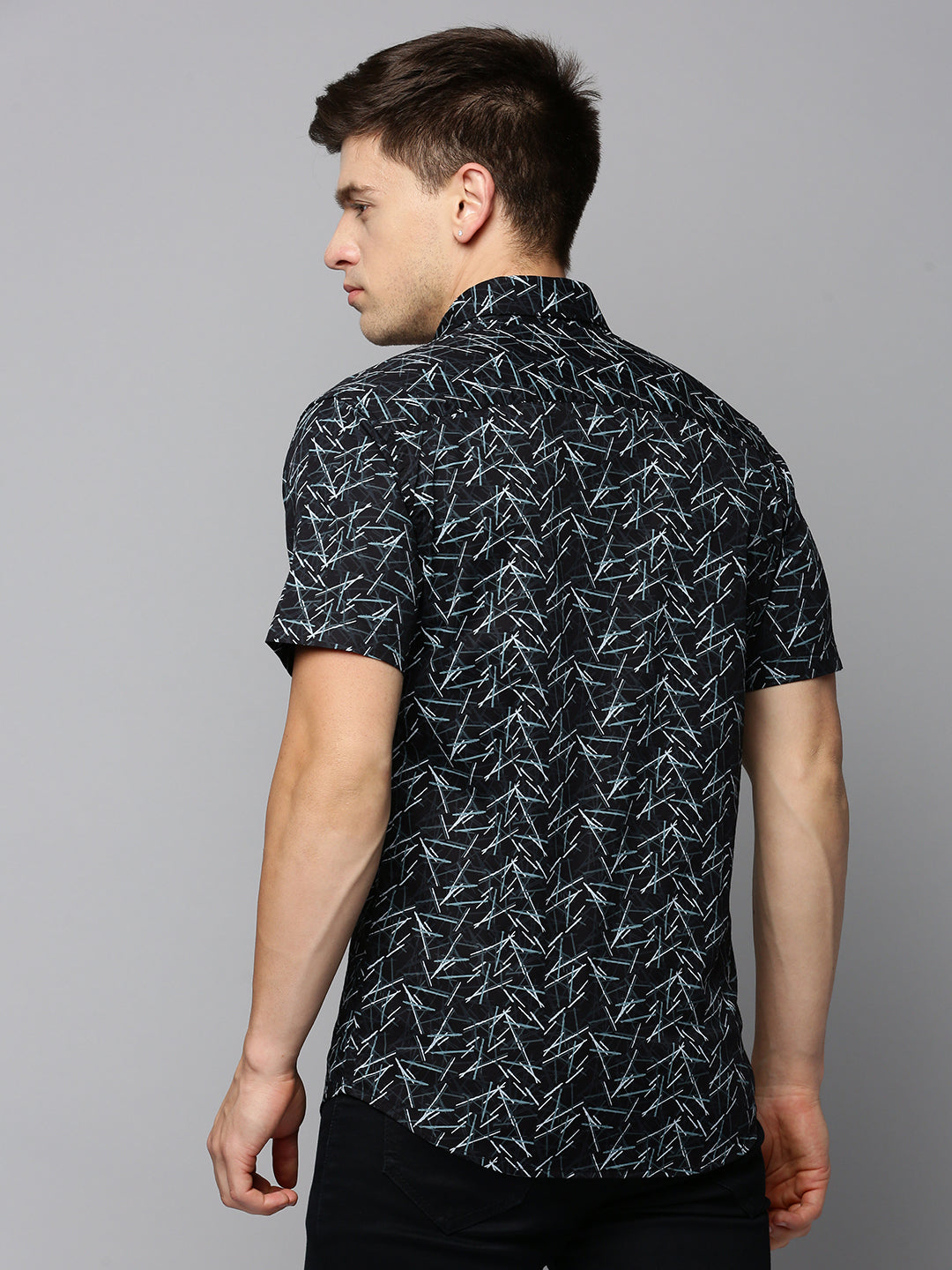 Men Black Printed Casual Shirt