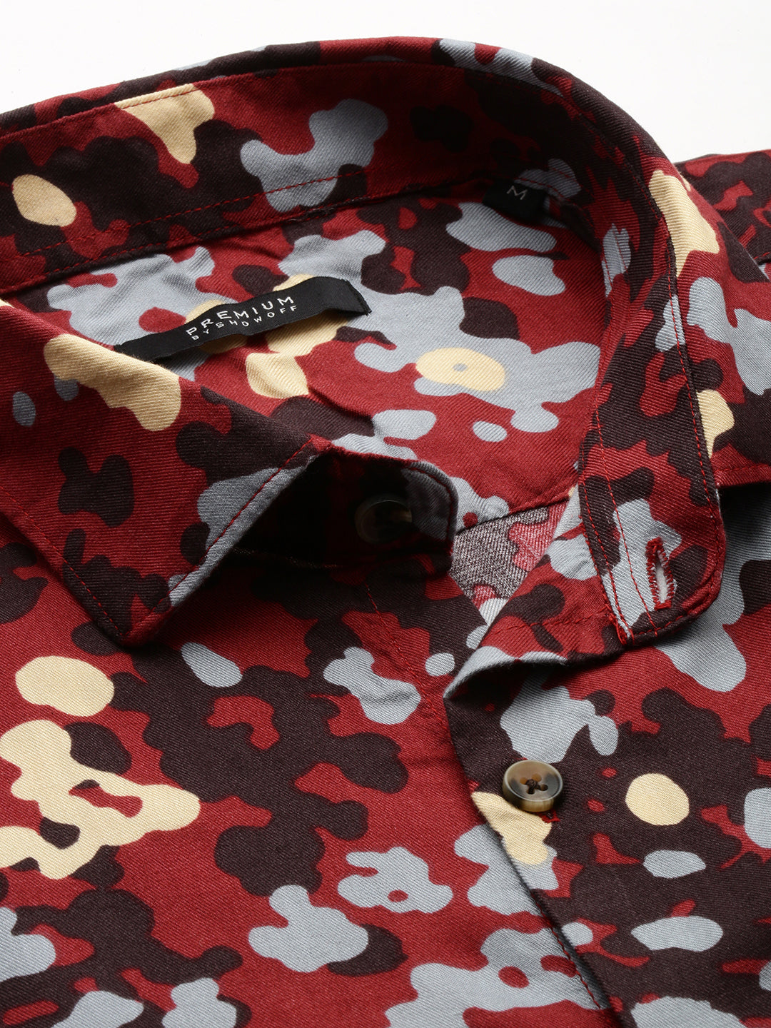 Men Maroon Printed Casual Shirt