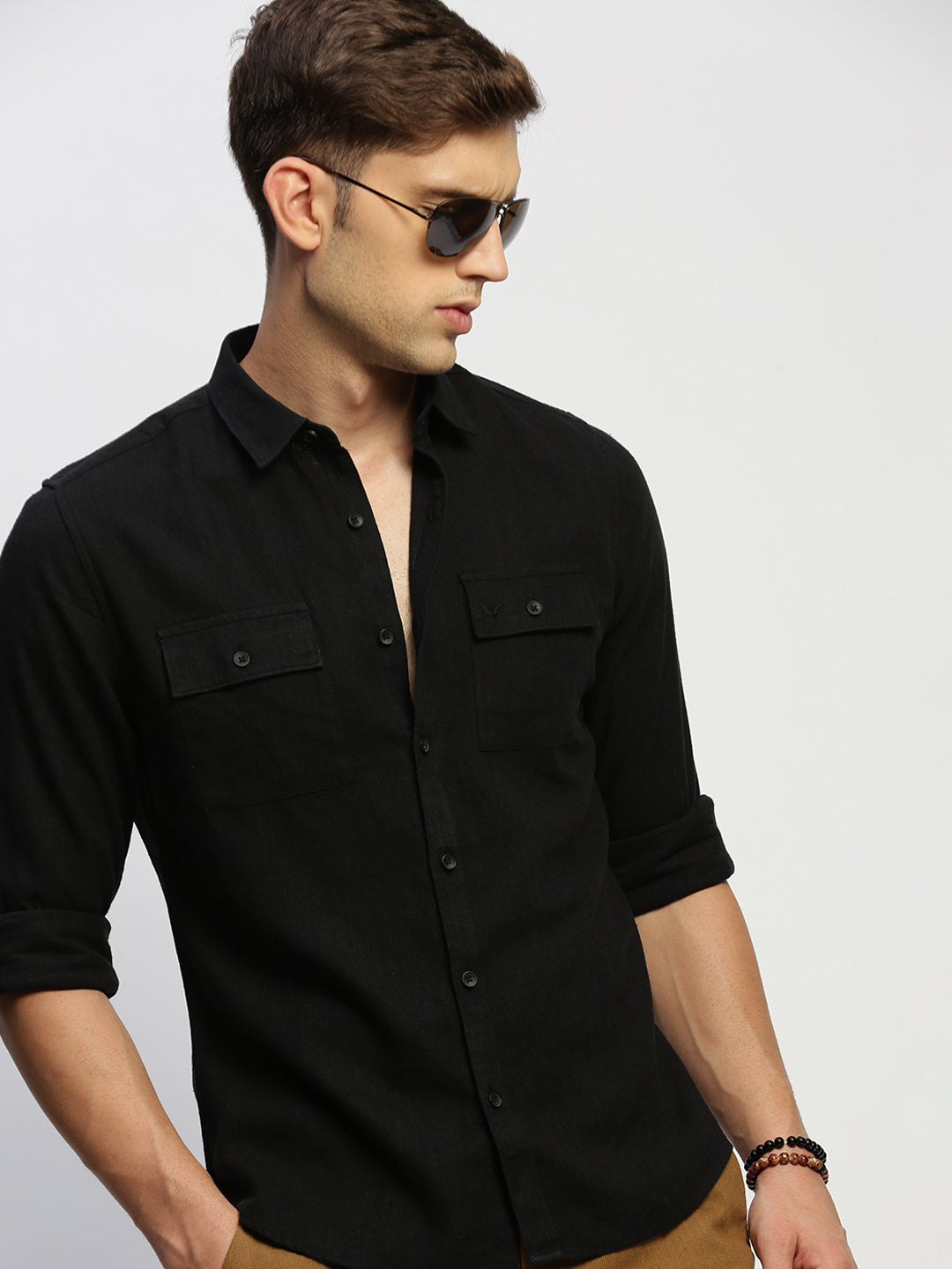 Men Black Solid Shirt