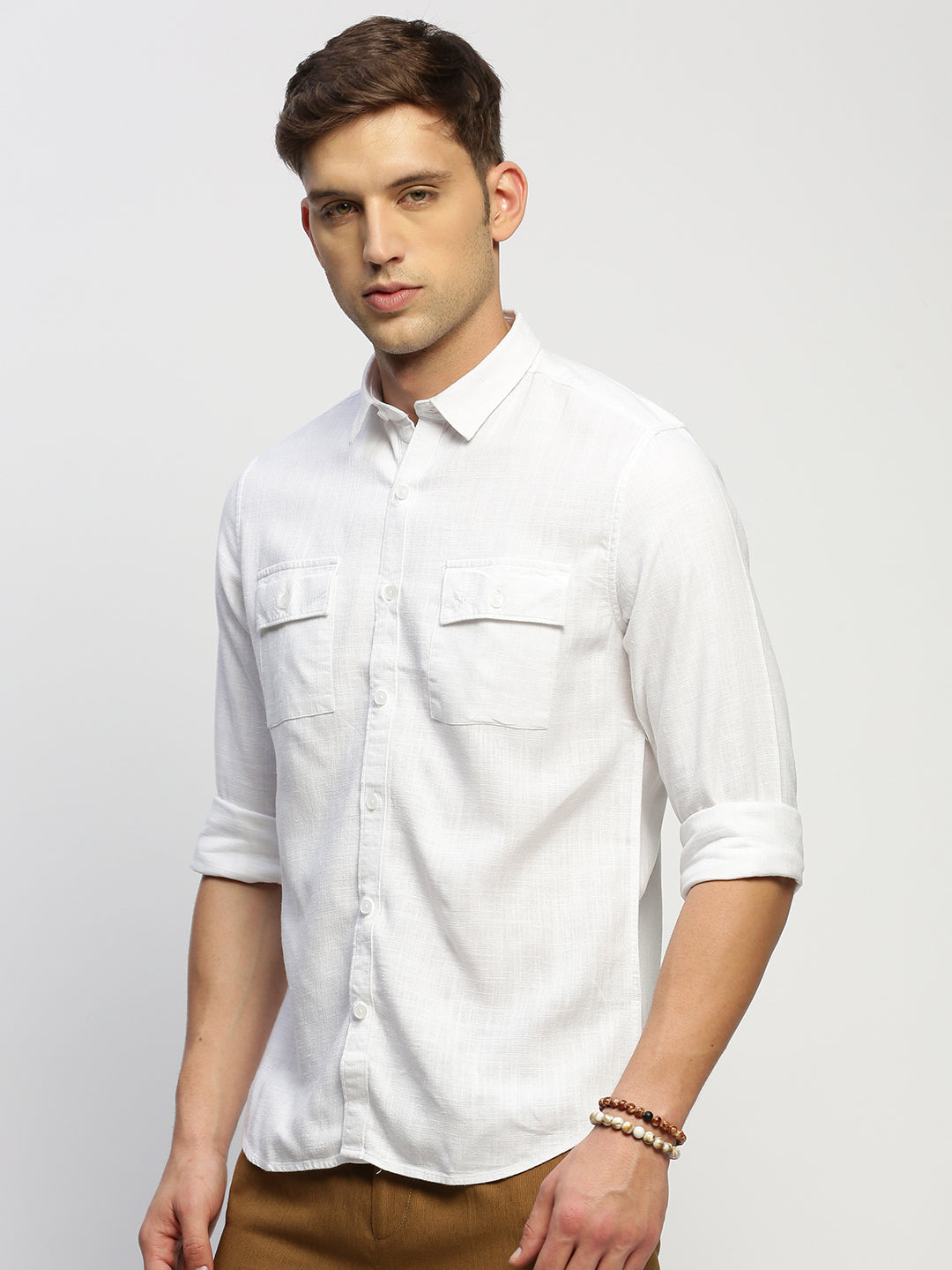 Men White Solid Shirt