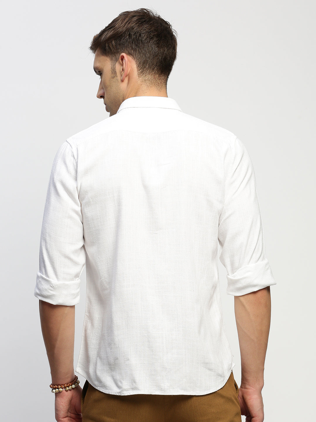 Men White Solid Shirt